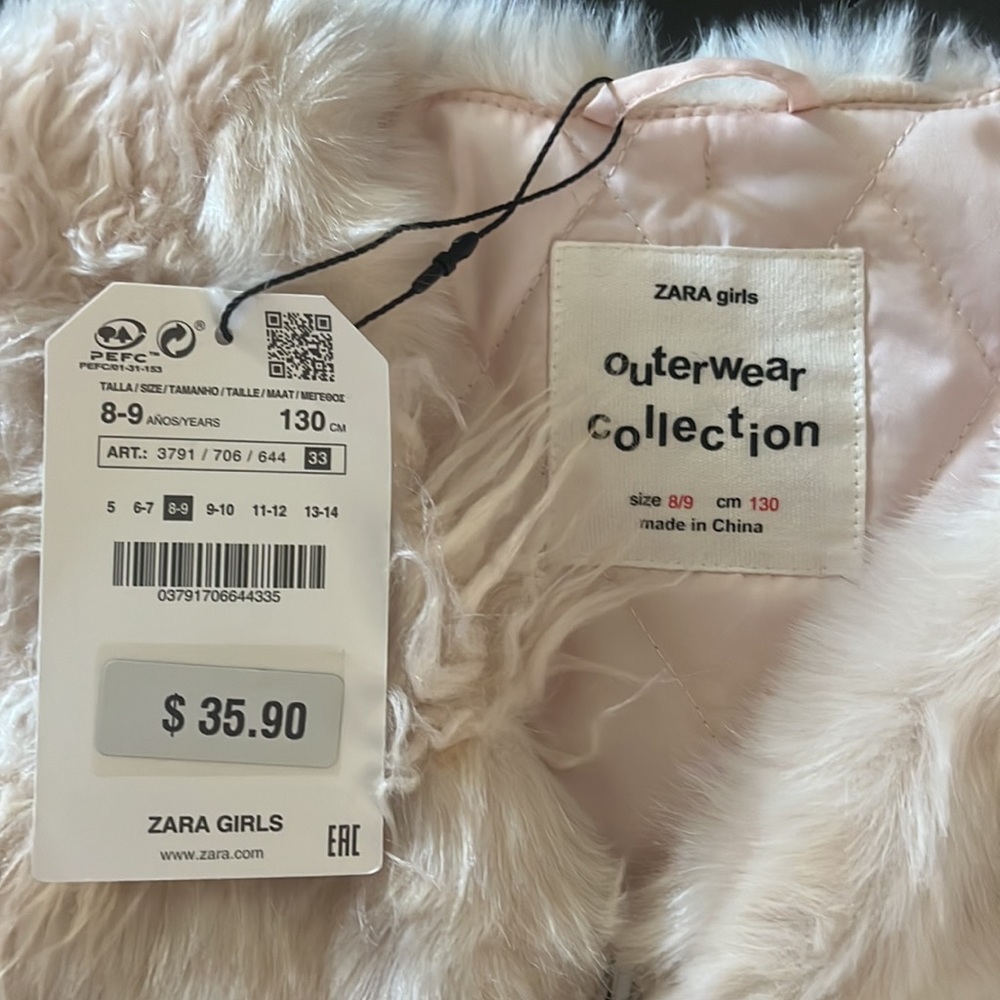 ZARA GIRLS NWT faux fur vest - Picture 5 of 6